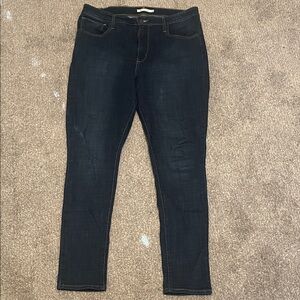 Levis 721 Dark Blue Denim High Rise Skinny Jeans 33 Size 14